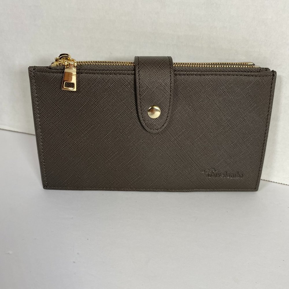 Travelambo Wallet 17 Card Slot Two Zip Sections Gray